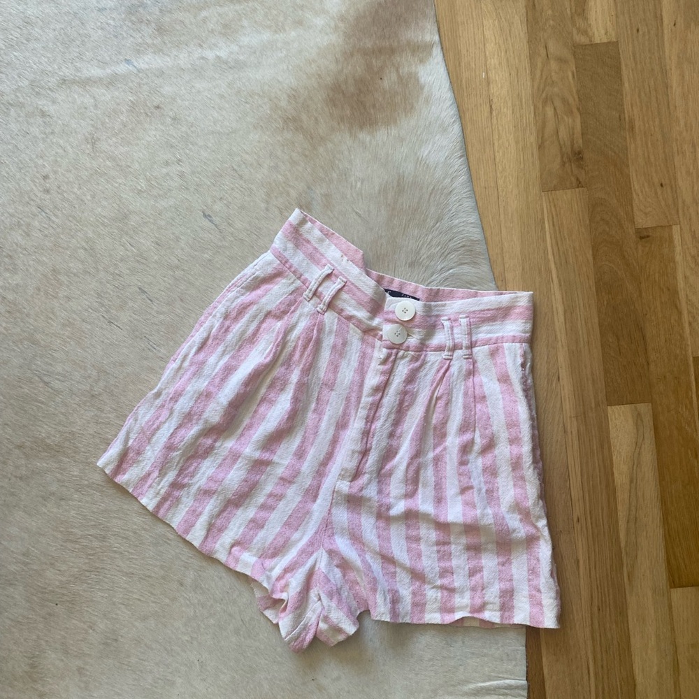 Zara Pink High Waist Shorts with Tie Detail